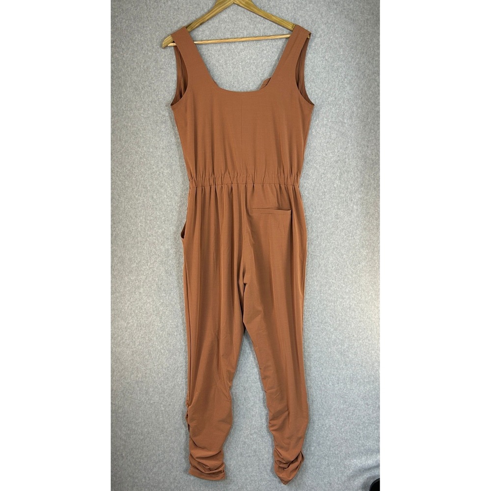 Prana Railay Tank Jumpsuit Rust Brown Clay Ruched Ankle Pockets Womens Small - Picture 11 of 16